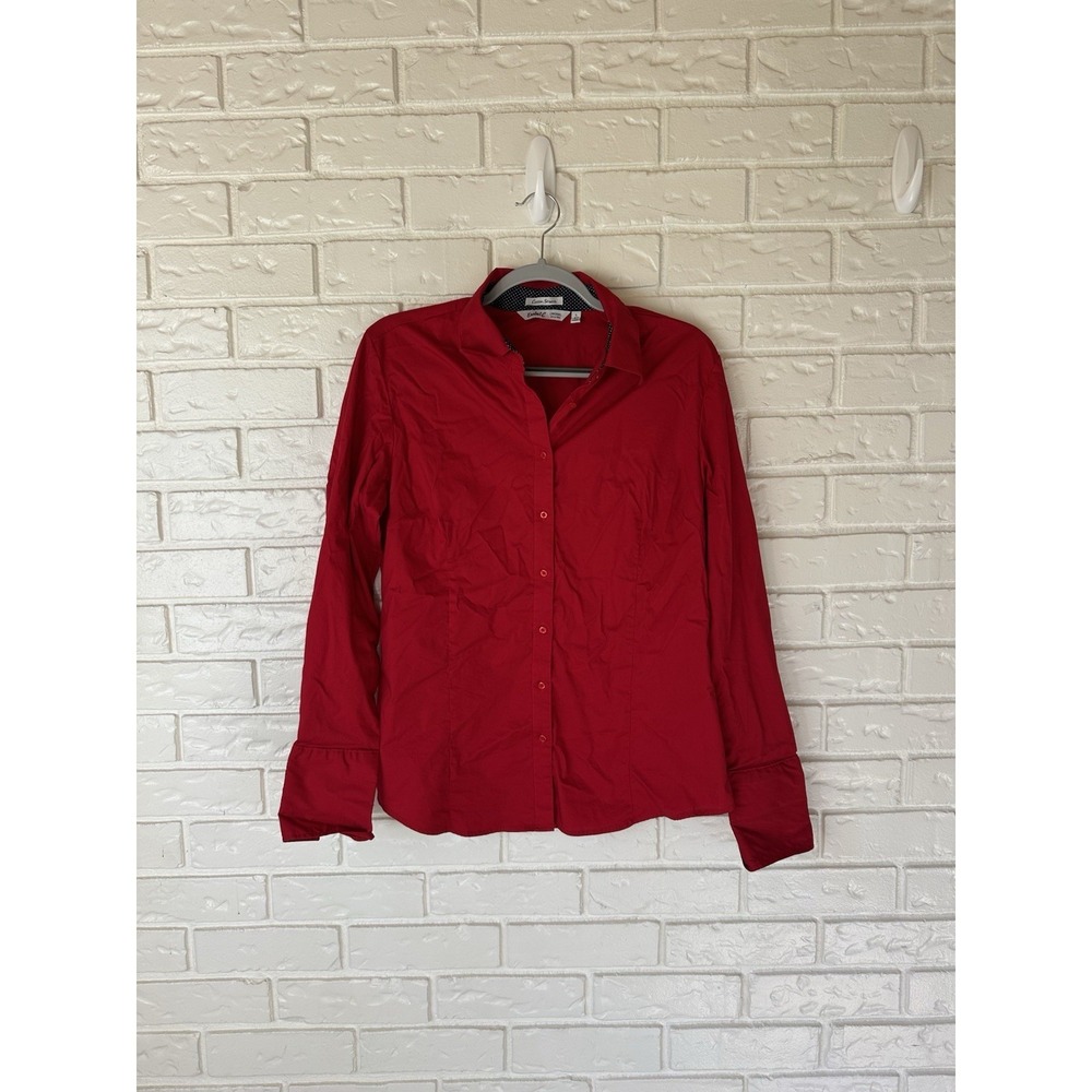 Esabel.C Womens Button Down Shirts Long Sleeve Regular Fit Stretch Large, Red